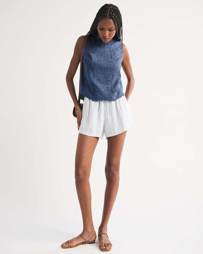 Linen-Blend Tie-Back Top