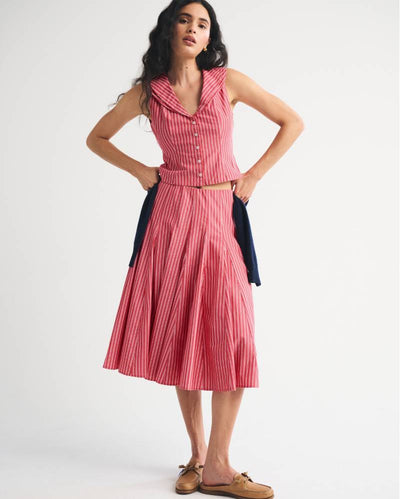 High Rise Godet Midi Skirt