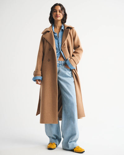 A&F Carrie Wool-Blend Trench Coat