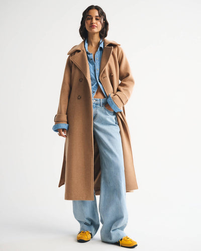 A&F Carrie Wool-Blend Trench Coat