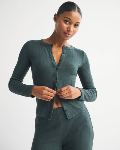 Long-Sleeve Pointelle Sleep Top