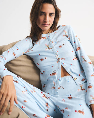 Long-Sleeve Pointelle Sleep Top