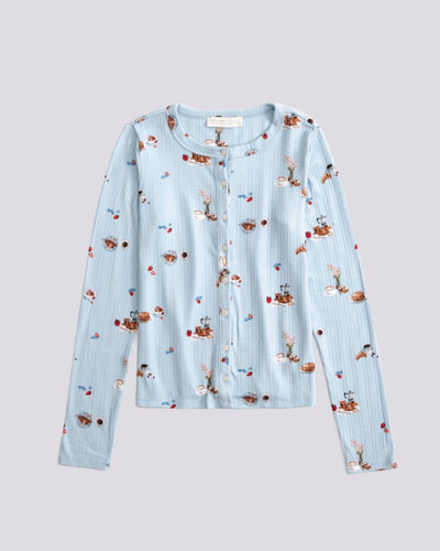 Long-Sleeve Pointelle Sleep Top