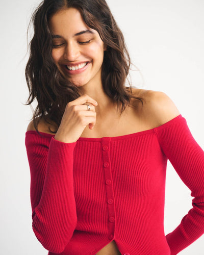 Off-The-Shoulder Button-Through Top