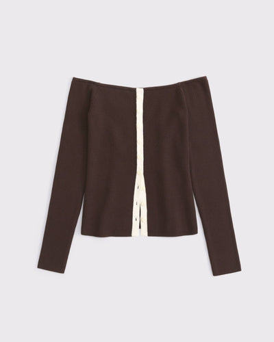 Off-The-Shoulder Button-Through Top