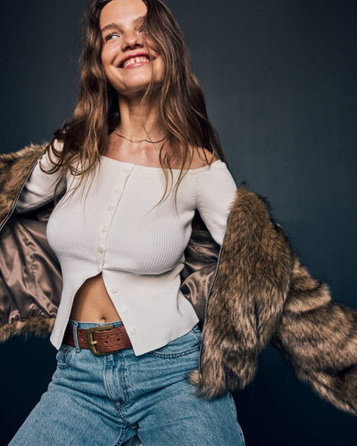 Off-The-Shoulder Button-Through Top