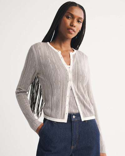 Pointelle Crew Cardigan