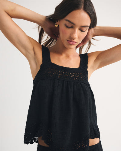 100% Cotton Squareneck Crochet Tank