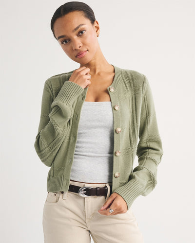 Textural Stitch Shrunken Cardigan