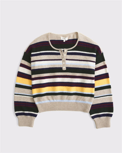 Merino Wool-Blend Henley Sweater