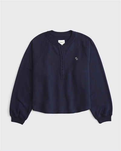 Long-Sleeve Henley Sweatshirt