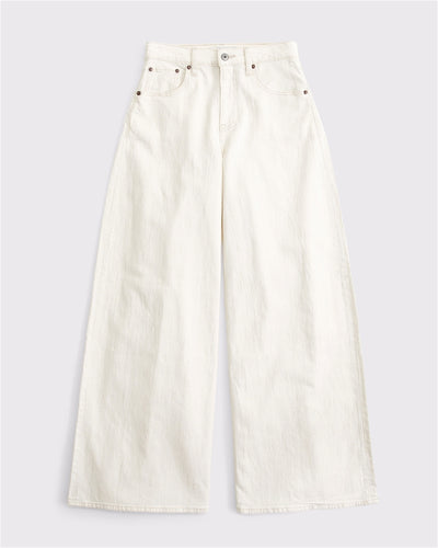 Curve Love Linen-Blend High Rise Ultra Wide Leg Jean