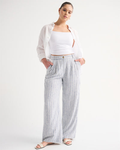 A&F Sloane Linen-Blend Tailored Wide Leg Pant