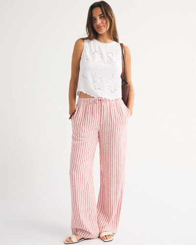 Linen-Blend Pull-On Pant