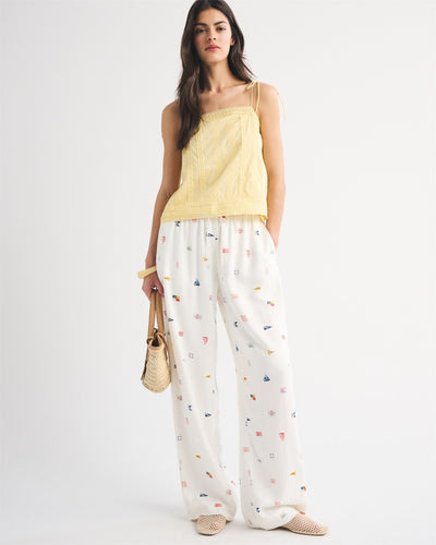 Linen-Blend Pull-On Pant