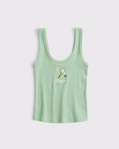 Tennis Graphic Scoopneck Tank