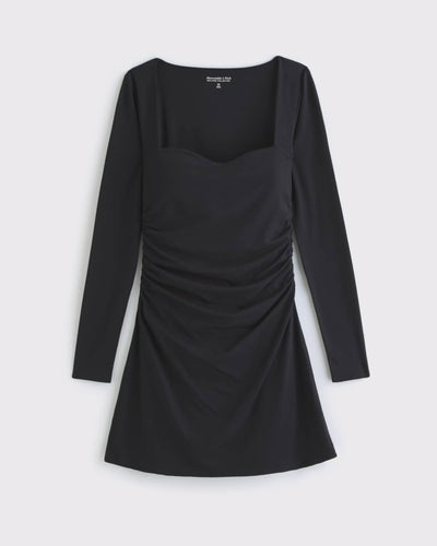 Long-Sleeve Sweetheart Mini Dress