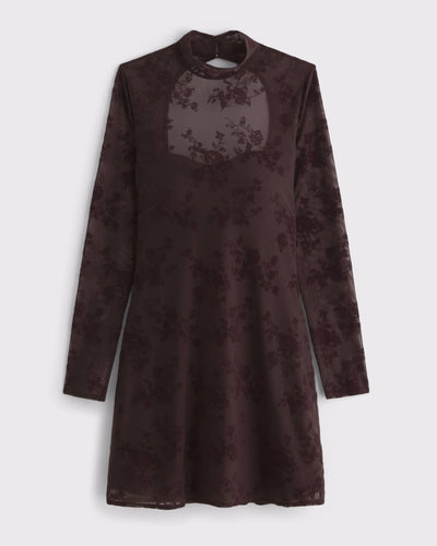 Bra-Free Open-Back Mockneck Mini Dress