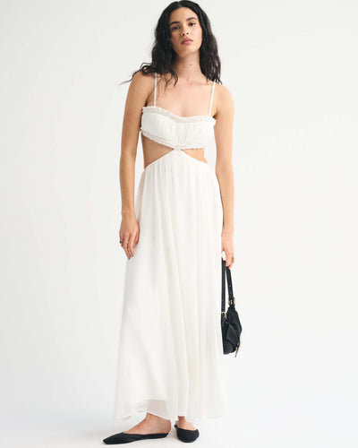 Bra-Free Babydoll Cutout Beaded Maxi Dress