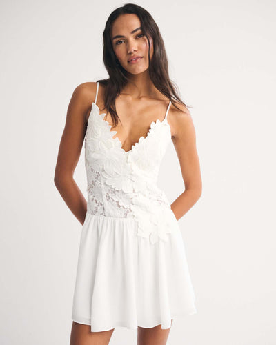 Bra-Free Lace Floral Mini Dress