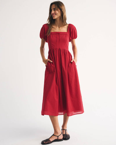 A&F Emerson Puff Sleeve Midi Dress