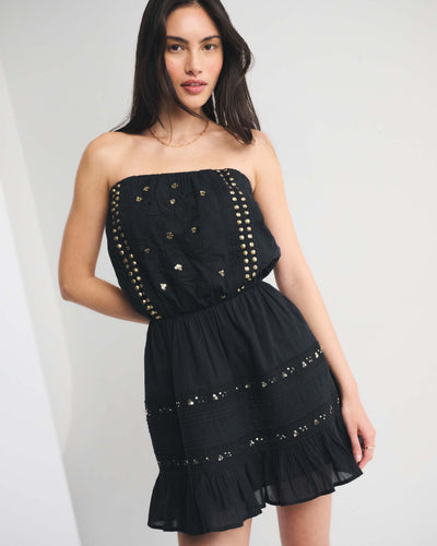 Strapless Easy Waist Beaded Mini Dress