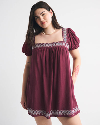 Puff Sleeve Babydoll Mini Dress
