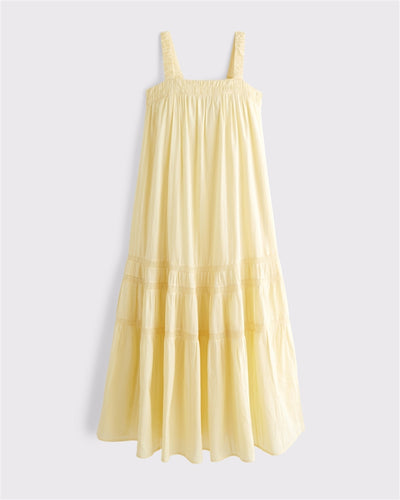 100% Cotton Tiered Flowy Maxi Dress