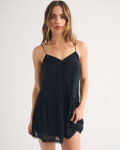 V-Neck Button Mini Dress