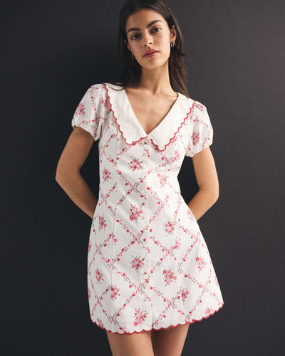 Short-Sleeve Collared Mini Dress