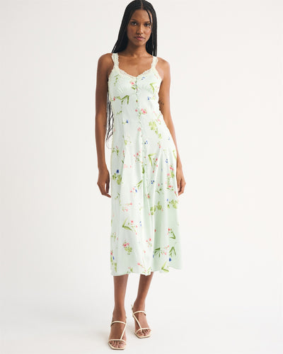 Bra-Free Lace Button-Through Midi Dress