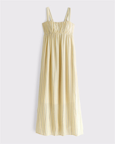 Bra-Free Sweetheart Ruched Flowy Maxi Dress