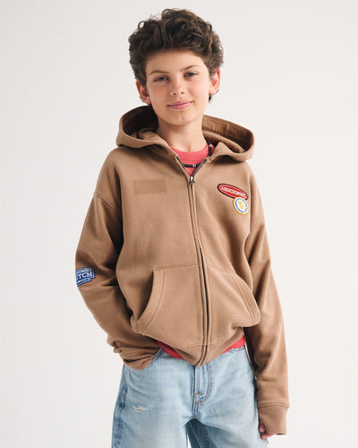 logo patch full-zip hoodie