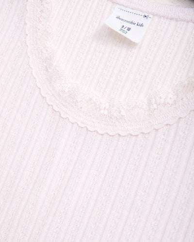 Pointelle Lace-Trim Top