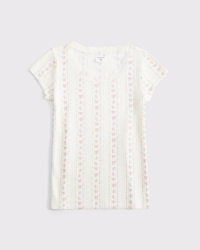 Pointelle Lace-Trim Top