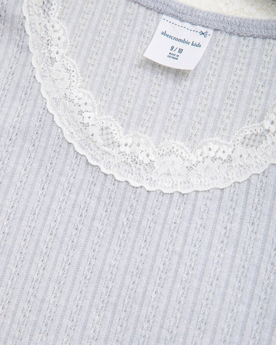 Pointelle Lace-Trim Top