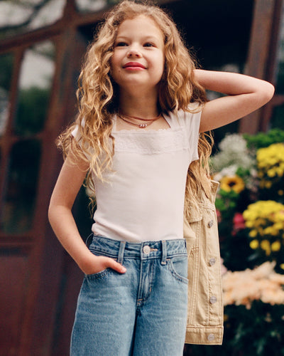 ava lace-trim rib tee