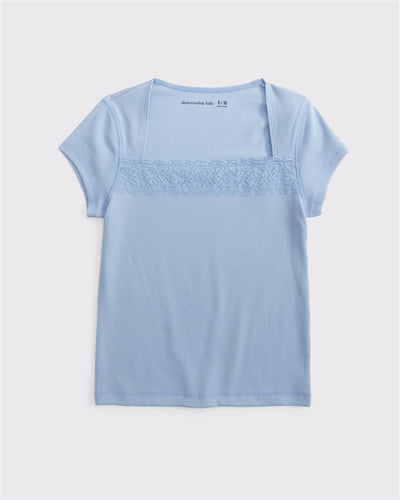 ava lace-trim rib tee