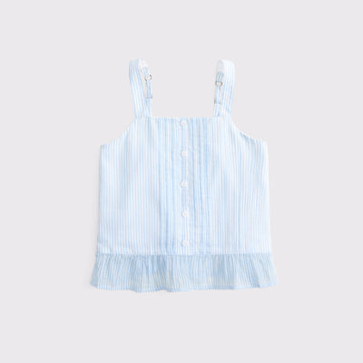 pintuck button-through peplum top