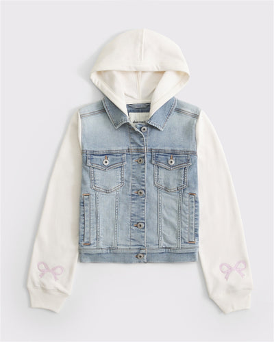 fleece-sleeve denim jacket