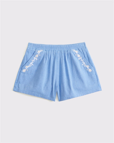 high rise pull-on shorts