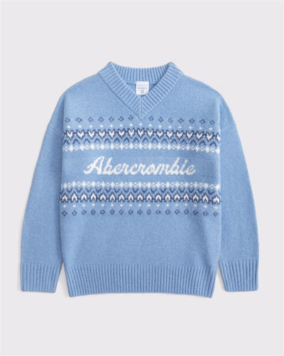 Oversized Ski Graphic V-Neck Sweater