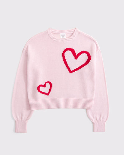 hearts graphic crew sweater