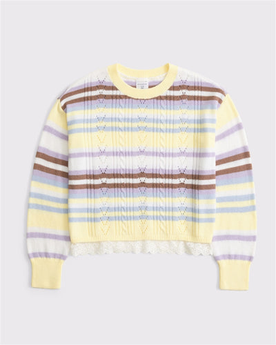 lace-trim crew sweater