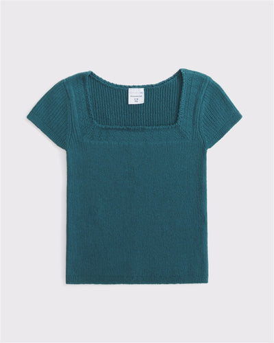 short-sleeve squareneck sweater