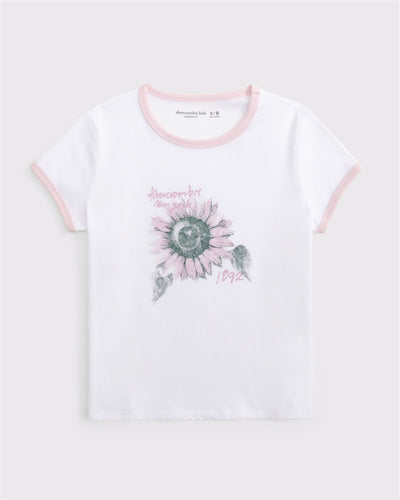 floral logo graphic ringer tee