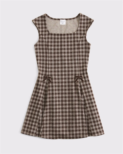 pleated bow mini dress