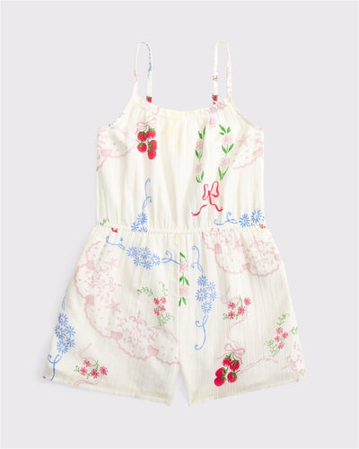 printed smocked romper
