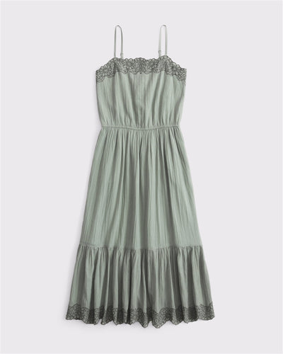 embroidered lace-trim maxi dress